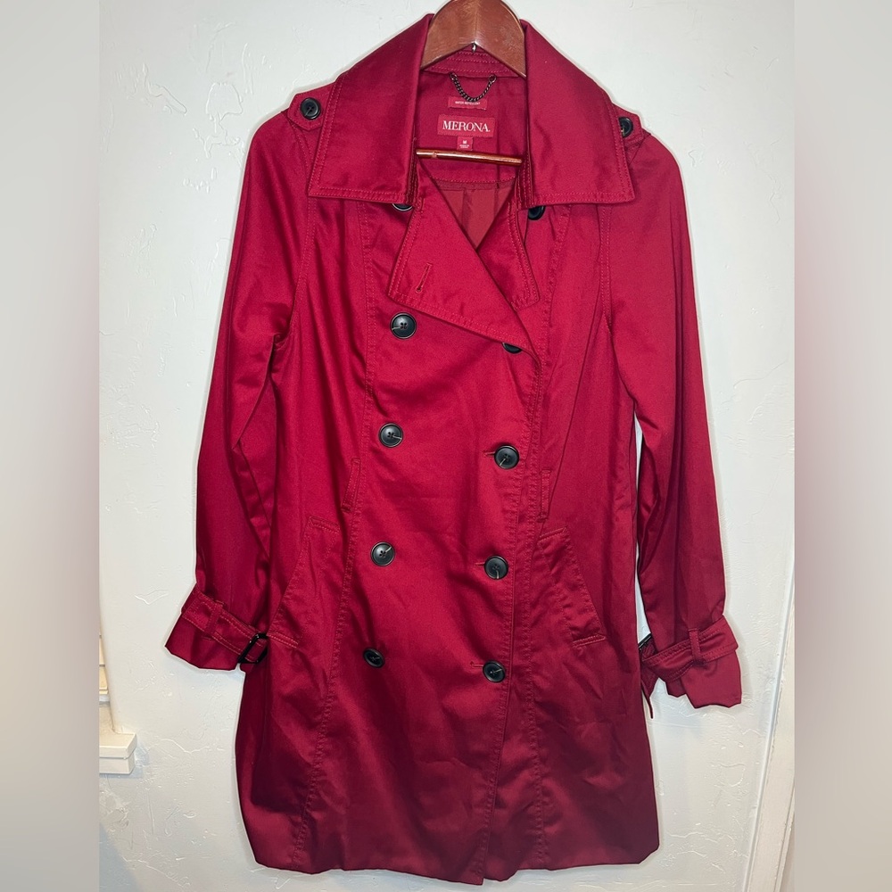 Merona Deep Red Double-Breasted Trench Coat